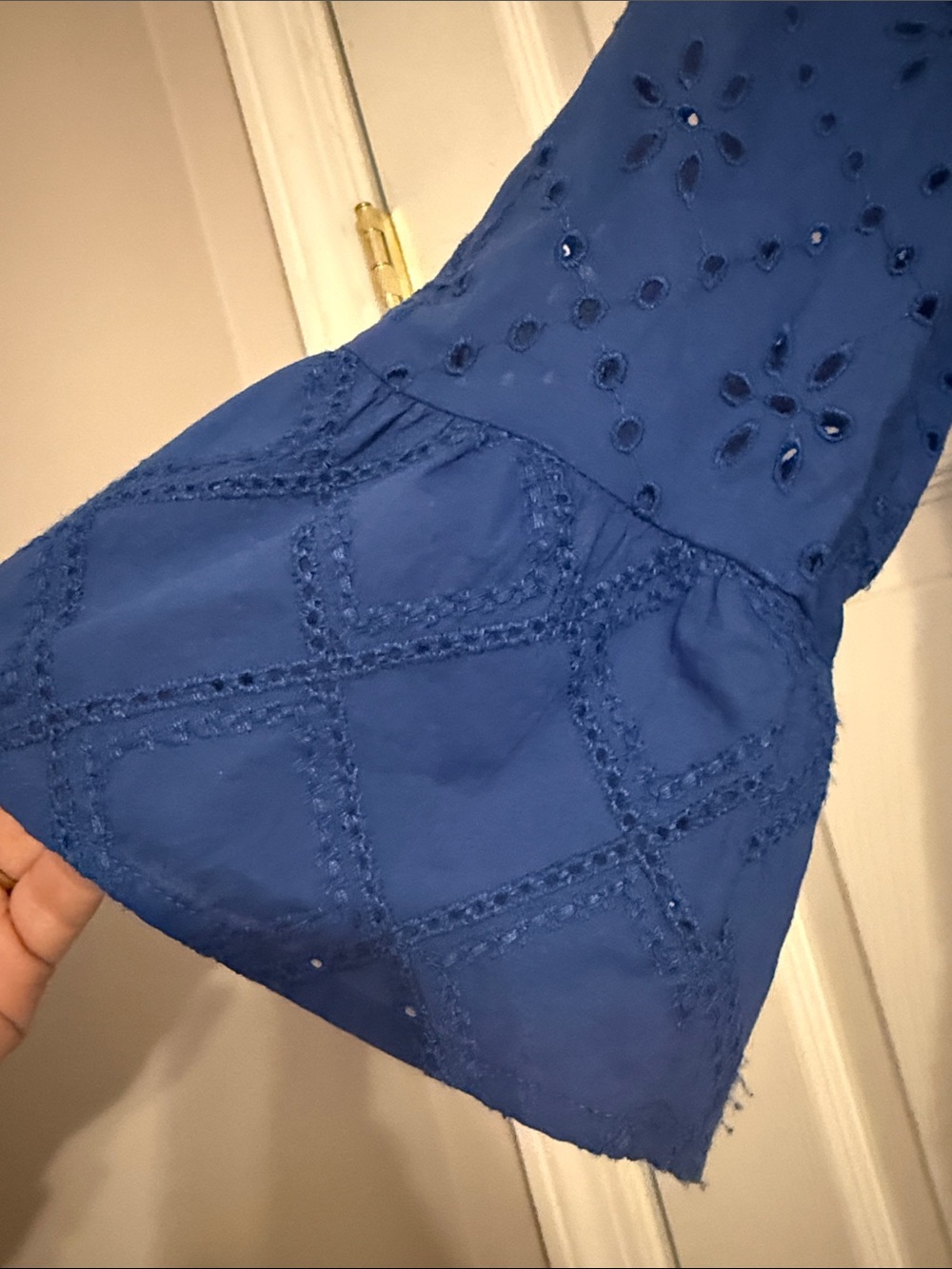 J. Jill Royal Blue Eyelet Midi Dress medium 100% cotton - Picture 6 of 8